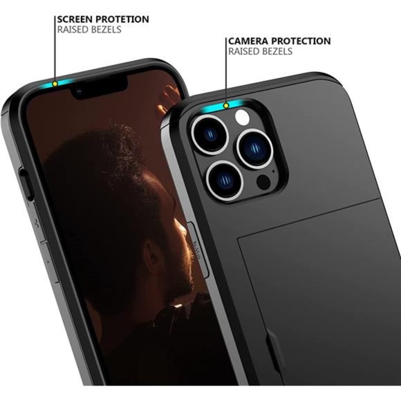 iPhone 13 Pro Max Case with Card Holder Hidden Card Slot - Black - Picture 4 of 6